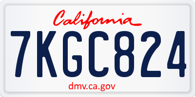 CA license plate 7KGC824