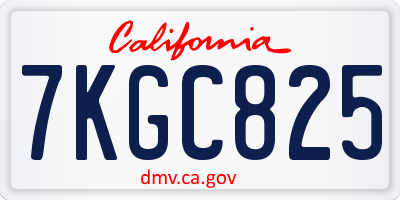 CA license plate 7KGC825