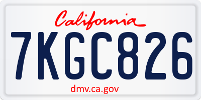 CA license plate 7KGC826