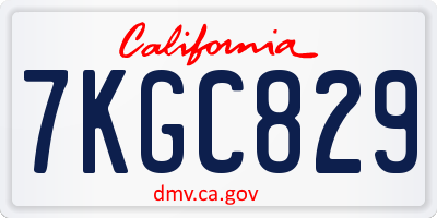 CA license plate 7KGC829