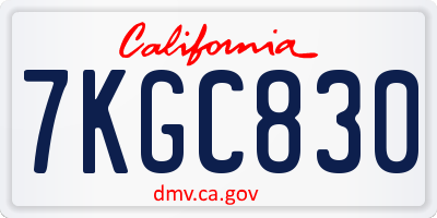 CA license plate 7KGC830