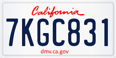 CA license plate 7KGC831