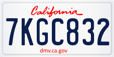 CA license plate 7KGC832