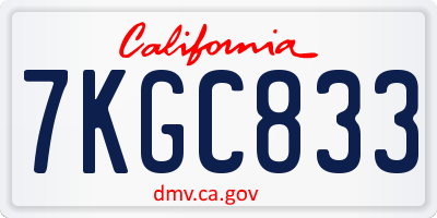 CA license plate 7KGC833