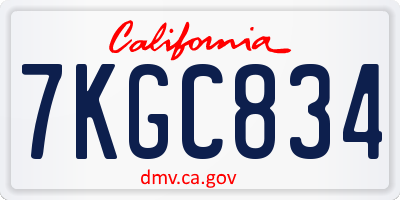 CA license plate 7KGC834