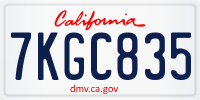 CA license plate 7KGC835