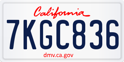 CA license plate 7KGC836