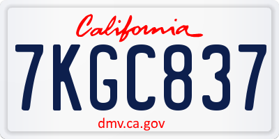 CA license plate 7KGC837