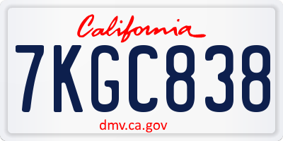 CA license plate 7KGC838