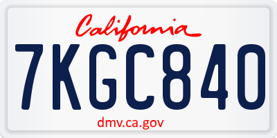 CA license plate 7KGC840