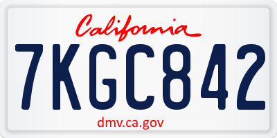 CA license plate 7KGC842