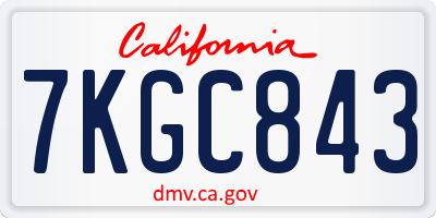 CA license plate 7KGC843