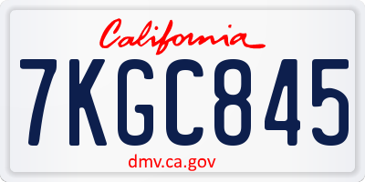 CA license plate 7KGC845