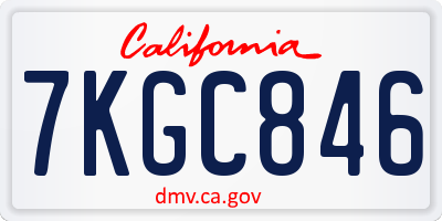 CA license plate 7KGC846
