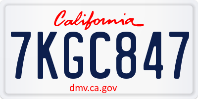 CA license plate 7KGC847