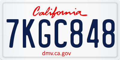 CA license plate 7KGC848