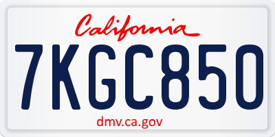 CA license plate 7KGC850