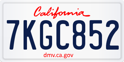 CA license plate 7KGC852