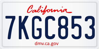 CA license plate 7KGC853