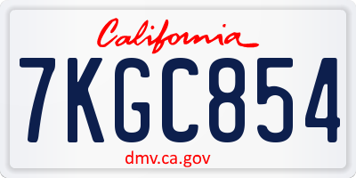 CA license plate 7KGC854