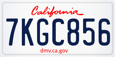CA license plate 7KGC856
