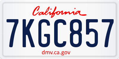CA license plate 7KGC857