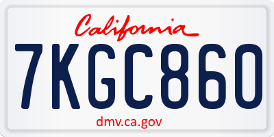 CA license plate 7KGC860