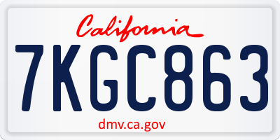 CA license plate 7KGC863