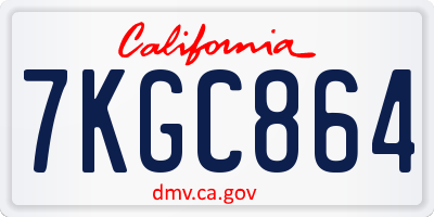 CA license plate 7KGC864