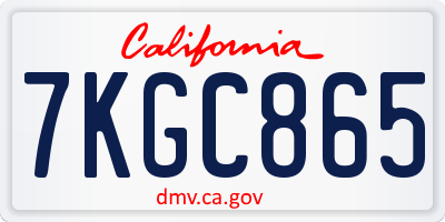 CA license plate 7KGC865