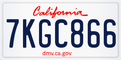 CA license plate 7KGC866