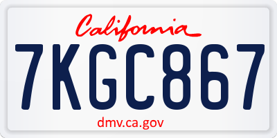 CA license plate 7KGC867