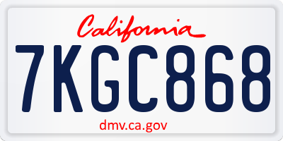 CA license plate 7KGC868