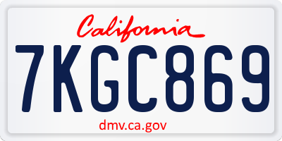 CA license plate 7KGC869