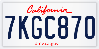CA license plate 7KGC870