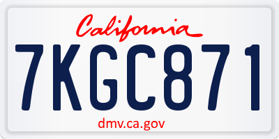 CA license plate 7KGC871
