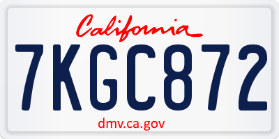 CA license plate 7KGC872