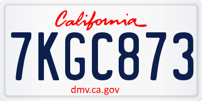 CA license plate 7KGC873