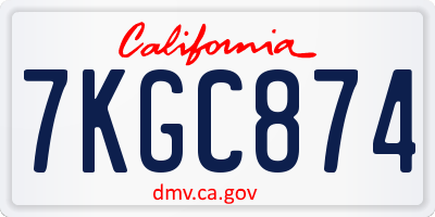 CA license plate 7KGC874