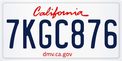 CA license plate 7KGC876