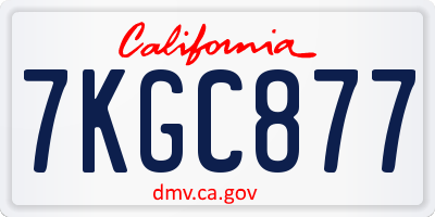CA license plate 7KGC877