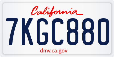 CA license plate 7KGC880