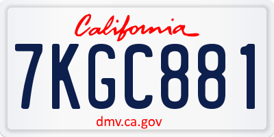 CA license plate 7KGC881