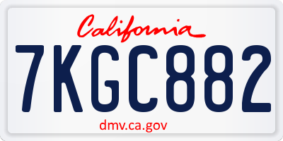 CA license plate 7KGC882