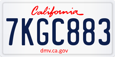 CA license plate 7KGC883