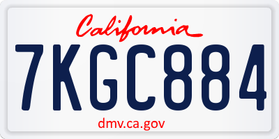 CA license plate 7KGC884