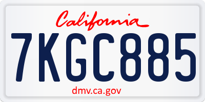 CA license plate 7KGC885
