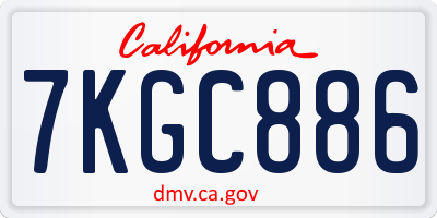 CA license plate 7KGC886