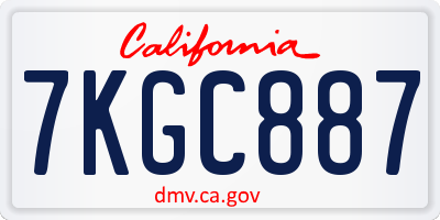 CA license plate 7KGC887