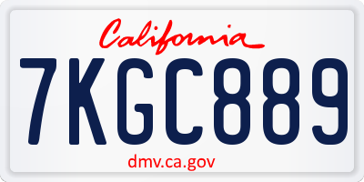 CA license plate 7KGC889